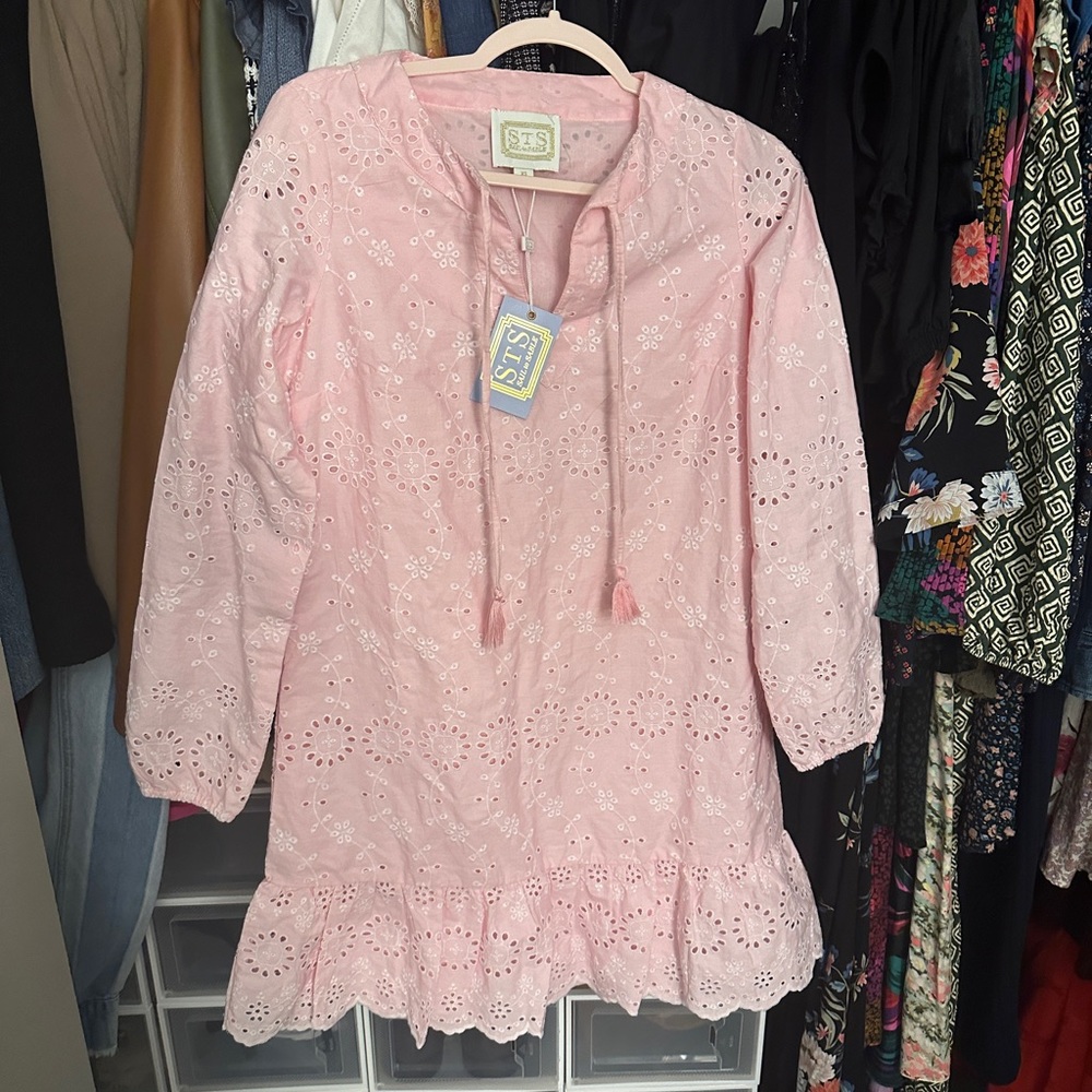 NEW SAIL TO SABLE tassel front ruffle hem dress in candy pink